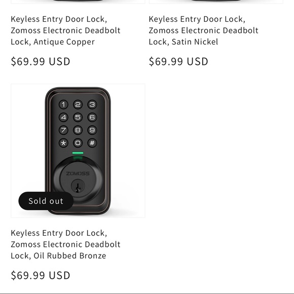 ZOMOSS KEYPAD digital deadbolt ZS01 - Picture 4 of 15